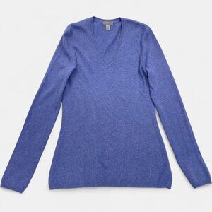 Charter Club Women's Small 2-Ply Cashmere Sweater Blue V-Neck Long Sleeve